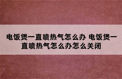 电饭煲一直喷热气怎么办 电饭煲一直喷热气怎么办怎么关闭